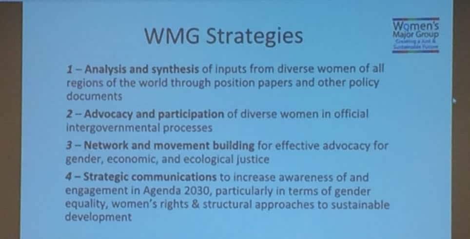 The Women's Major Group (WMG) holds introductory and strategy sessions when so many women members from around the world are in NYC for the CSW.