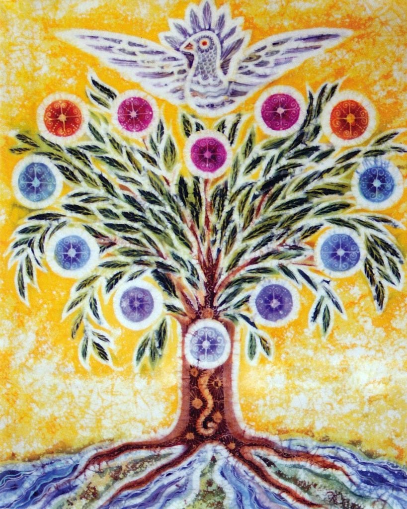 Batik painting made for the Temple of Understanding's 45th Anniversary