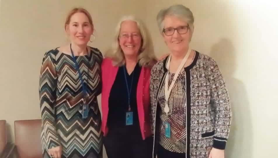 Denise Scotto, Esq., Attorney at Law & International Policy Advisor, FIDA/FIFCJ UN Representative; Grove Harris, MDiv, Temple of Understanding; and Winifred Doherty, UN Representative, Congregation of Our Lady of Charity of the Good Shepherd